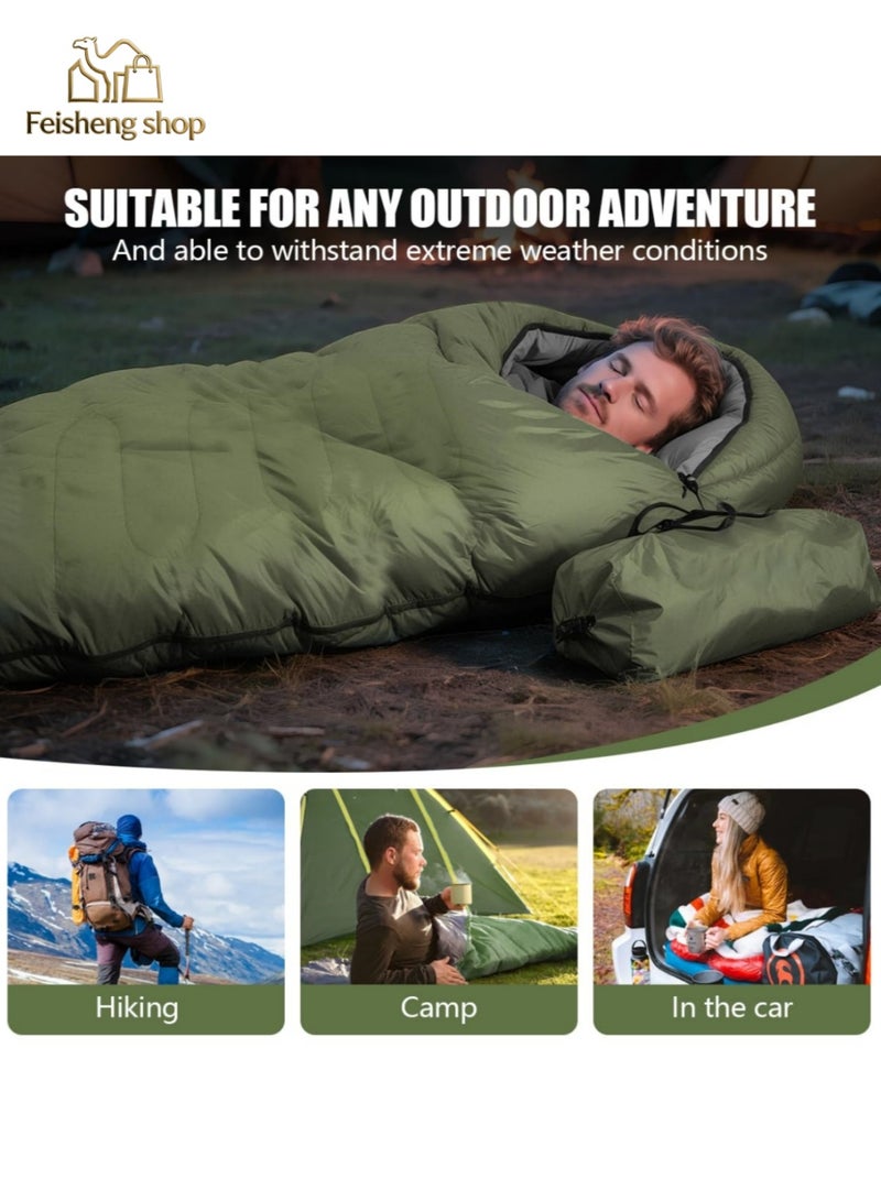 Feisheng shop Emergency Supplies | Camping Sleeping Bag | 210cm*75cm | Cotton Sleeping Bag | Ultralight Waterproof Sleeping Bag | Thickened Windproof and Warm | Microfiber | Suitable for Backpacking, Hiking, Nature Hiking, Camping, Mountaineering | With Compression Bag (Green) - Image 4
